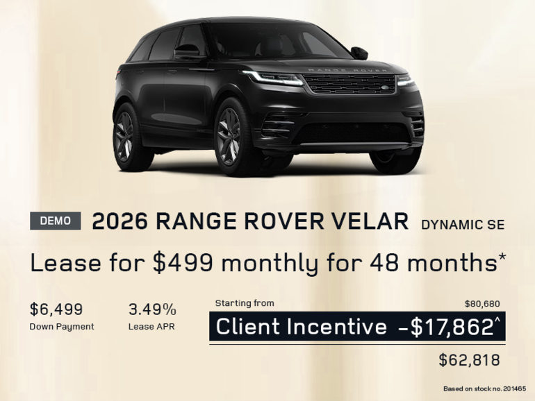Lease a 2026 Range Rover Velar Dynamic SE for $499 monthly*