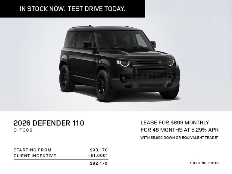 Lease a 2026 Defender 110 S P300 for $899 monthly*