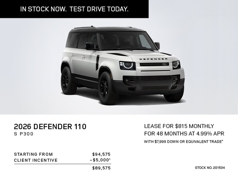 Lease a 2026 Defender 110 S P300 for $815 monthly*