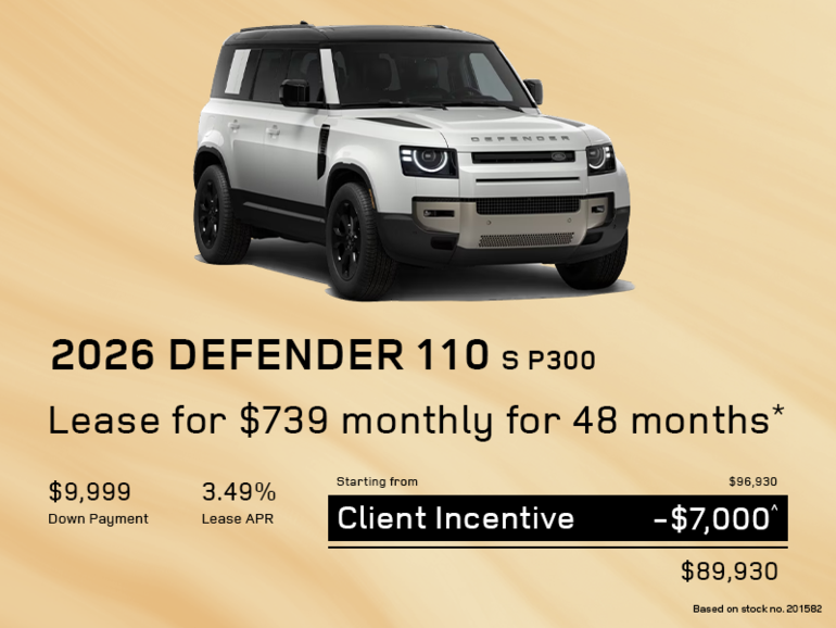 Lease a 2026 Defender 110 S P300 for $739 monthly*