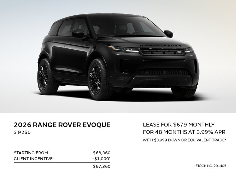 Lease a 2026 Range Rover Evoque S P250 AWD for $679 monthly*