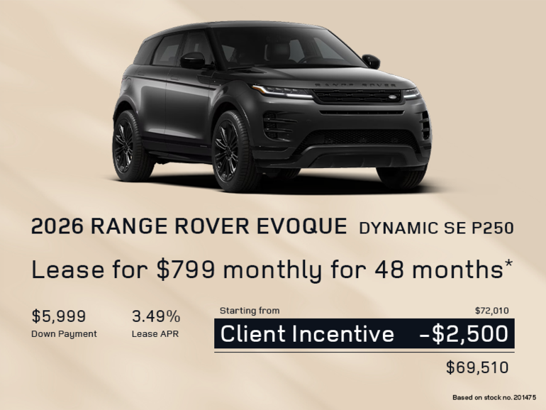 Lease a 2026 Range Rover Evoque Dynamic SE P250 AWD for $799 monthly*