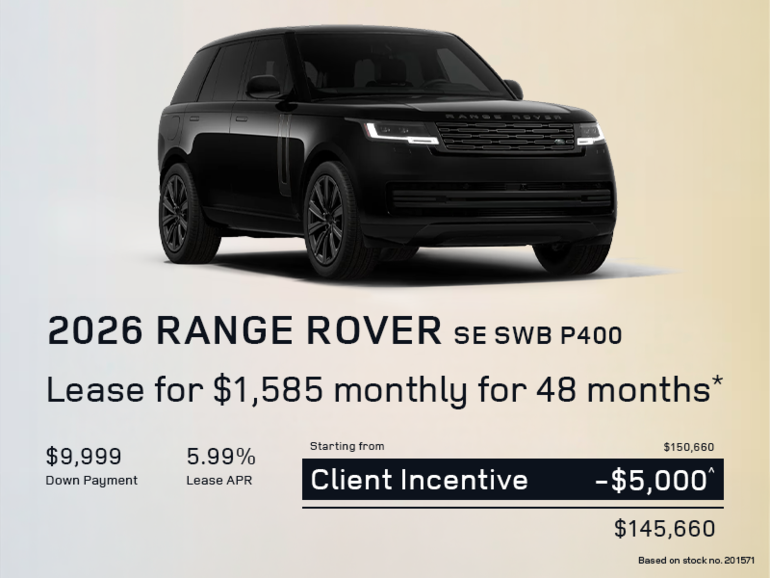 Lease a 2026 Range Rover SE SWB P400 for $1,585 monthly*