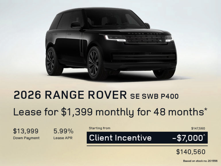 Lease a 2026 Range Rover SE SWB P400 for $1,399 monthly*
