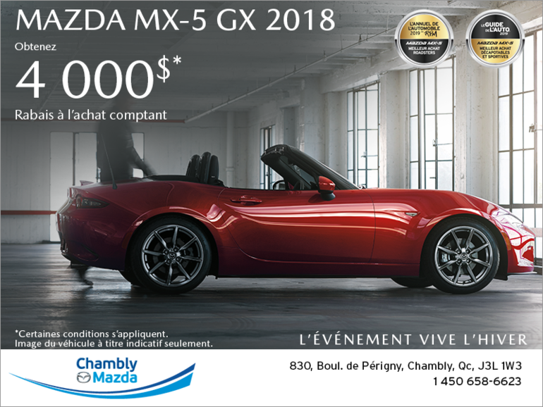 Procurez-vous la Mazda MX-5 2018!