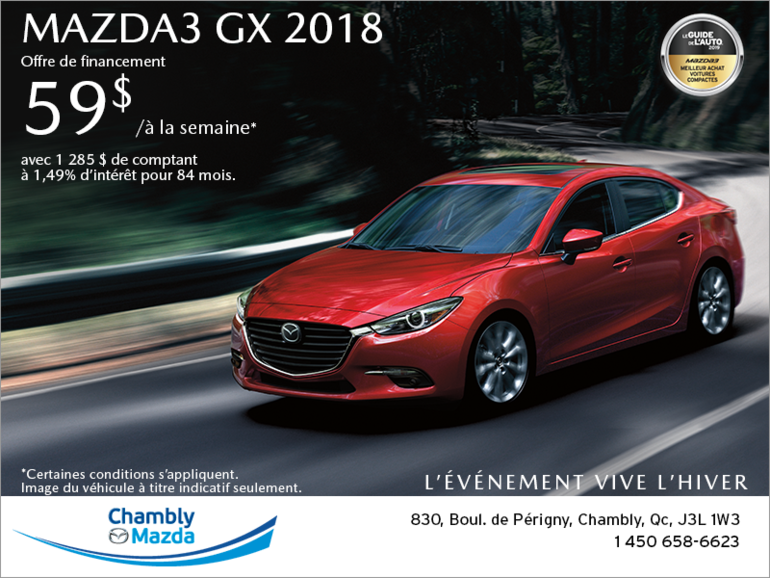 Procurez-vous la Mazda3 2018!