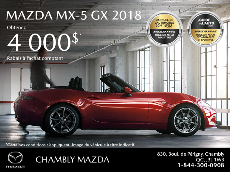 Procurez-vous la Mazda MX-5 2018!