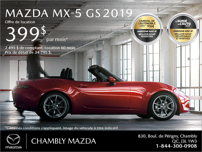 Procurez-vous la Mazda MX-5 2019!