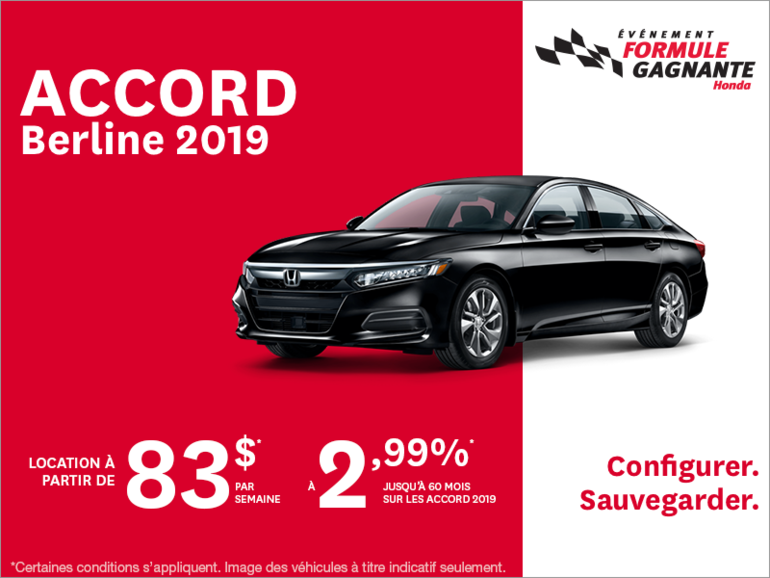 Louez la Honda Accord Berline 2019!