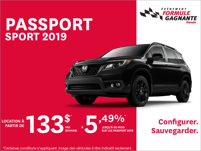 Louez la Honda Passport Sport 2019!