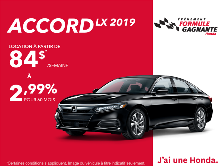 Louez la Honda Accord Berline 2019!