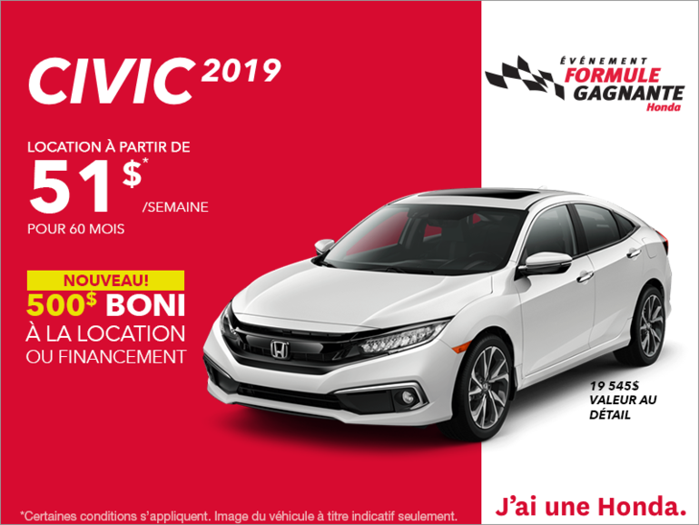 Louez la Honda Civic 2019!