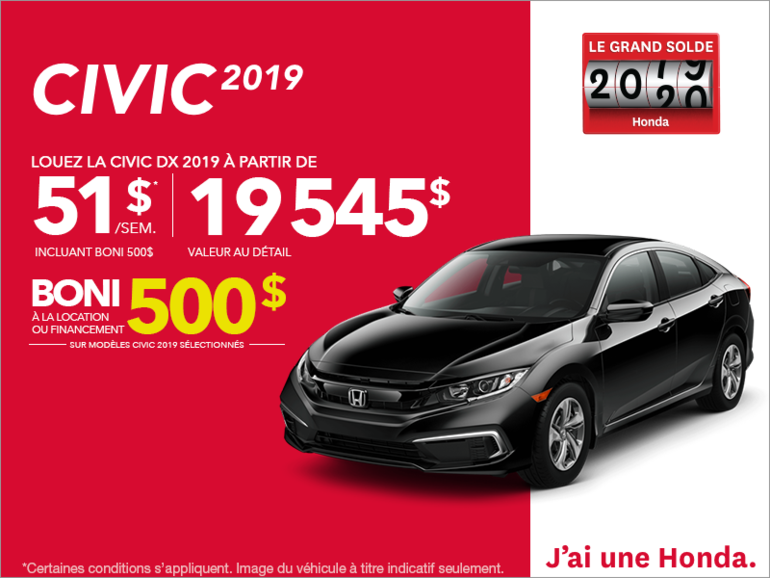 Louez la Honda Civic 2019!
