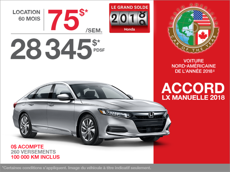 Louez la Honda Accord Berline 2018!