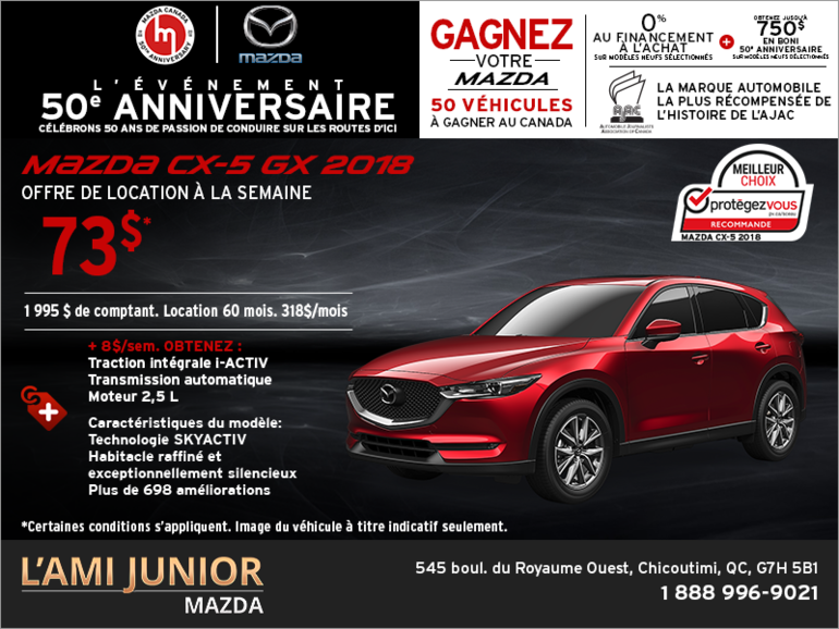 Louez la Mazda CX-5 2018 aujourd'hui!