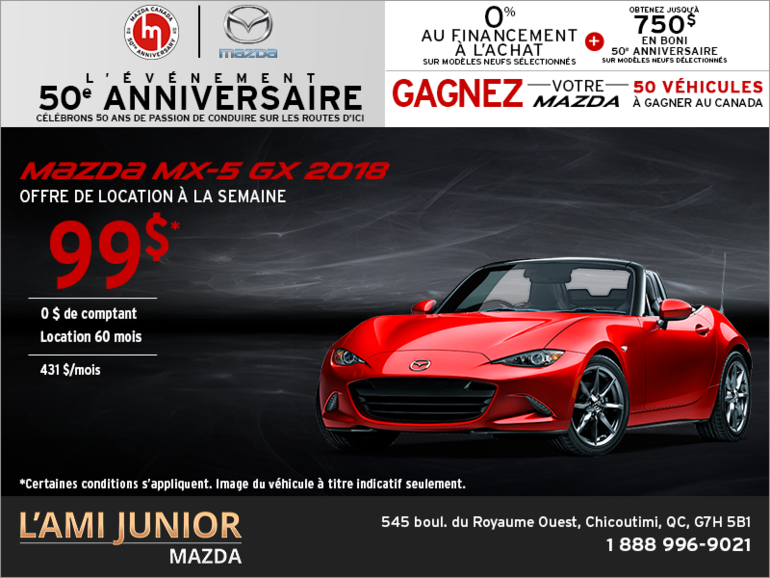 Procurez-vous la Mazda MX-5 2018!