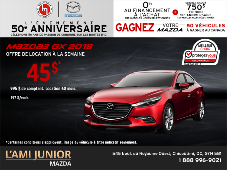 Procurez-vous la Mazda3 2018!