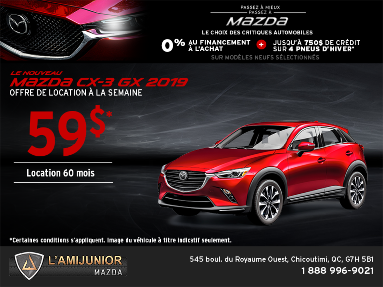 Procurez-vous le Mazda CX-3 2019!