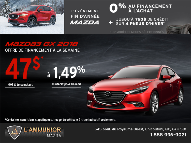 Procurez-vous la Mazda3 2018!