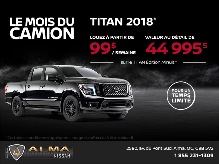 Obtenez le Nissan Titan 2018 dès aujourd'hui!