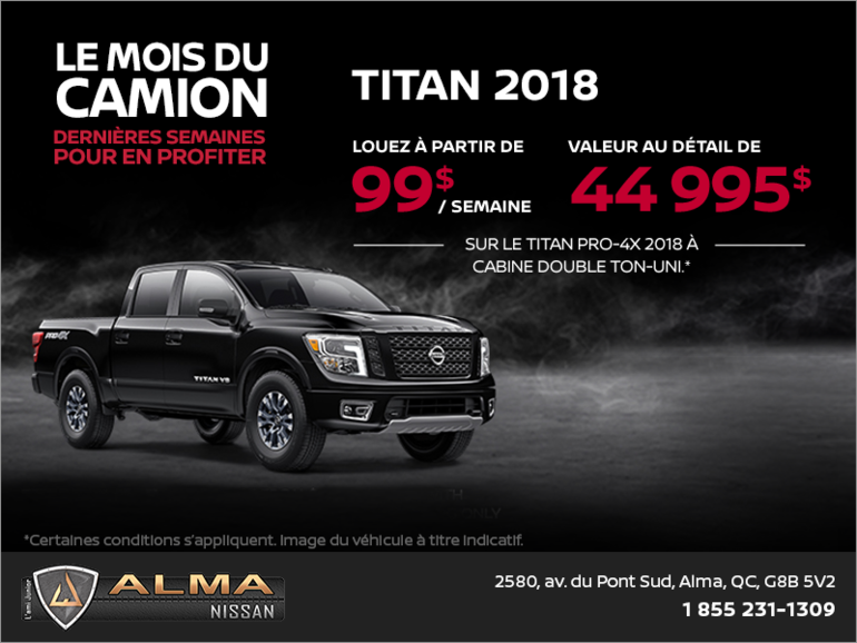 Obtenez le Nissan Titan 2018 dès aujourd'hui!