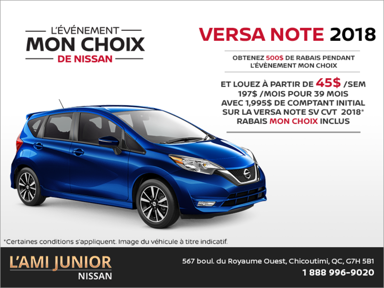 Louez la Nissan Versa Note 2018!