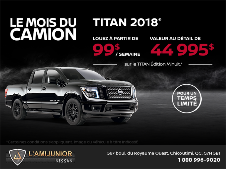 Obtenez le Nissan Titan 2018 dès aujourd'hui!