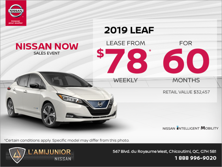 Get the 2019 Nissan Leaf today!