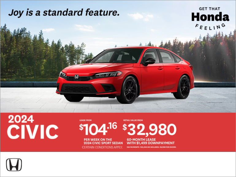 Get the 2024 Honda Civic! at Excel Honda Quebec
