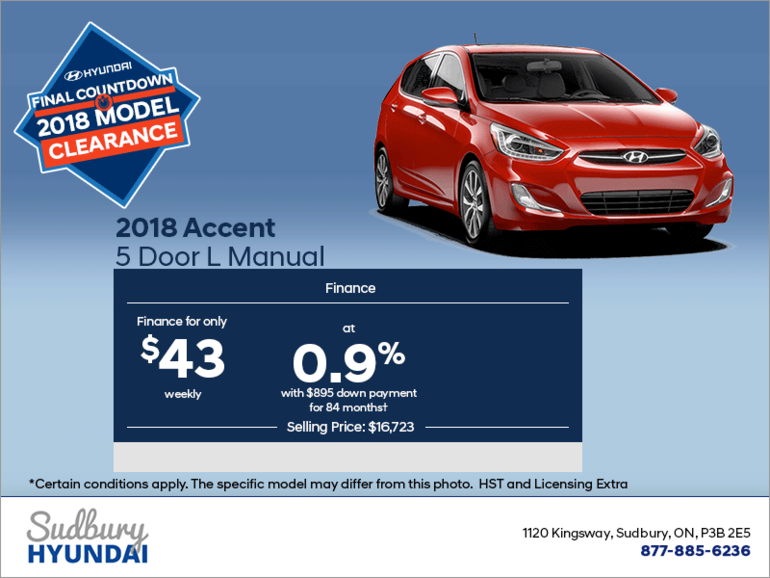 Finance the 2018 Accent 5 Door!