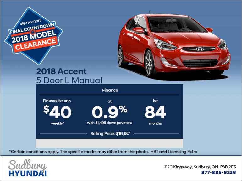 Finance the 2018 Accent 5 Door!