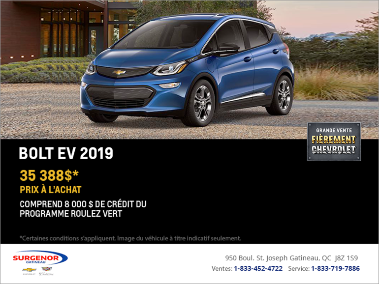 Procurez-vous le Chevrolet Bolt 2019!