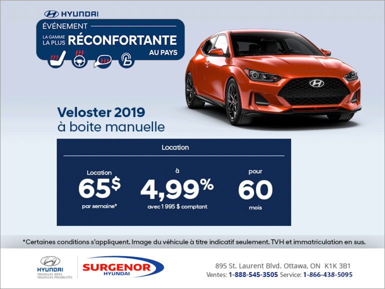 Louez la Veloster 2019!