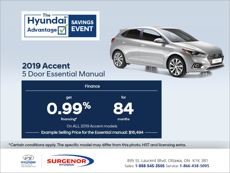 Finance the 2019 Accent 5 Door!
