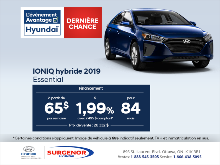 Financez la Ioniq Hybride 2019!