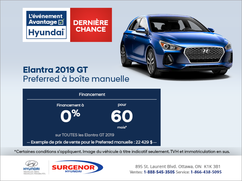 Procurez-vous la Hyundai Elentra GT 2019