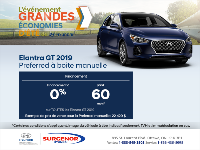 Financez l'Elantra GT 2019!