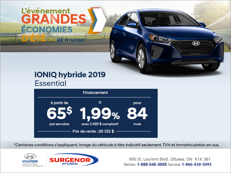 Financez la IONIQ hybride 2019!