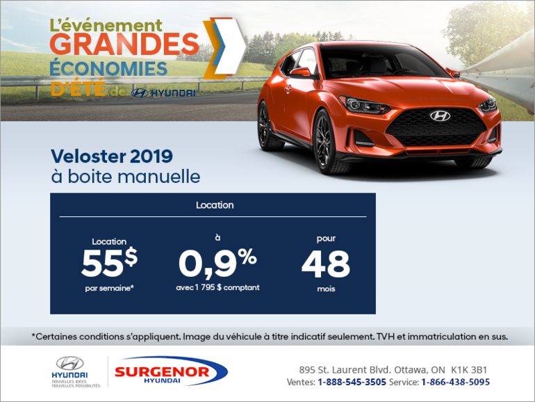 Louez la Veloster 2019!