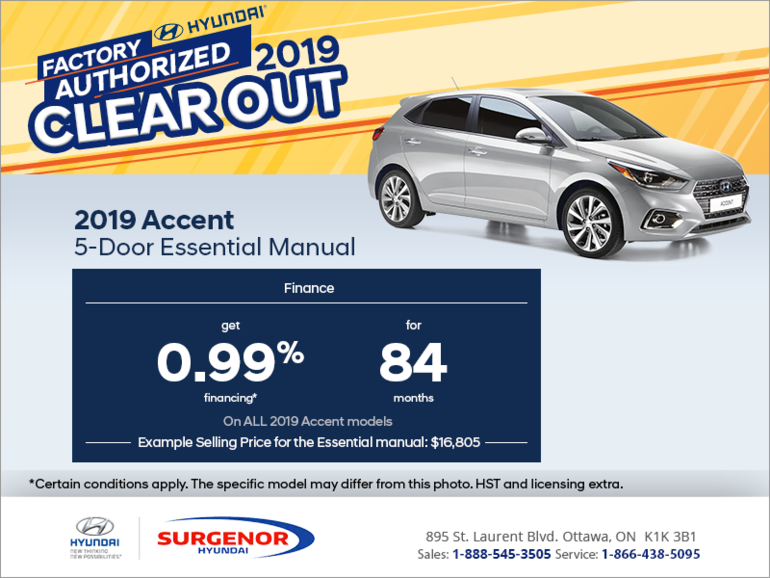 Finance the 2019 Accent 5 Door!