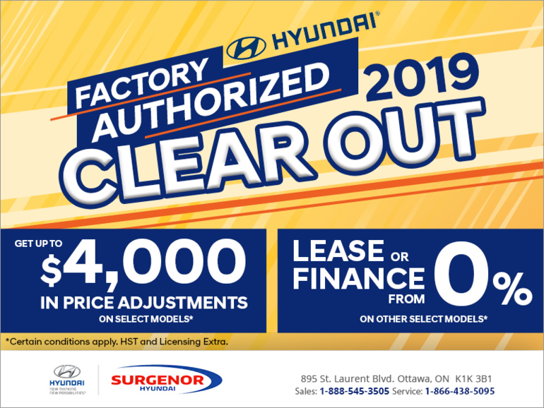 The Hyundai Factory Authorized 2019 Clear Out!