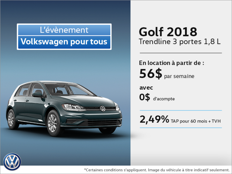 Obtenez la Golf 3 portes 2018 dès aujourd'hui!