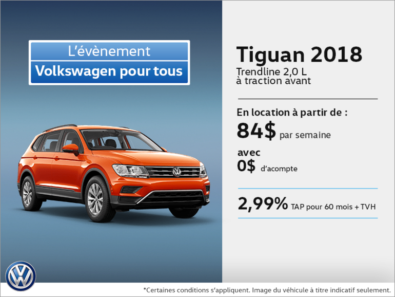 Obtenez le Tiguan 2018 dès aujourd'hui!