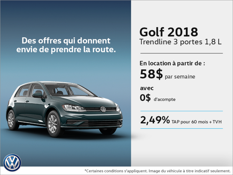 Louez la Golf 3 portes 2018 dès aujourd'hui!