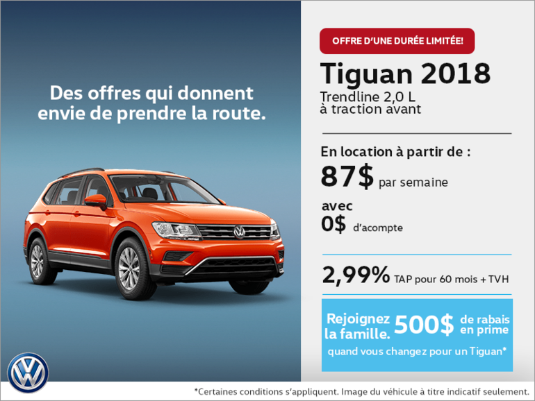 Louez le Tiguan 2018 dès aujourd'hui!