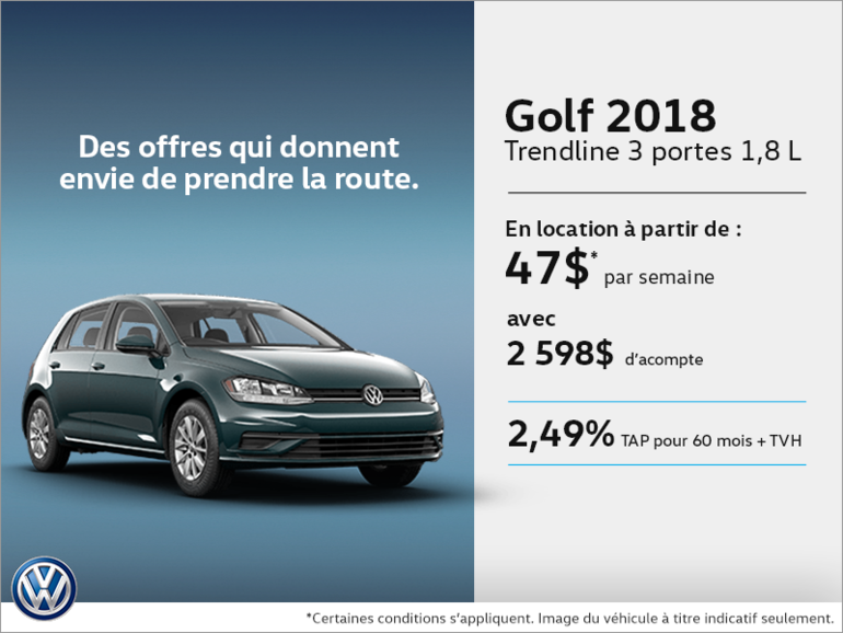 Louez la Golf 3 portes 2018 dès aujourd'hui!