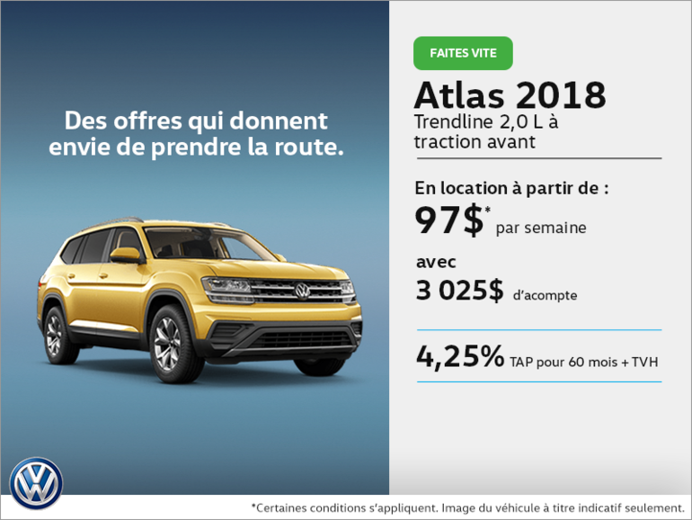 Louez l'Atlas 2018 dès aujourd'hui!