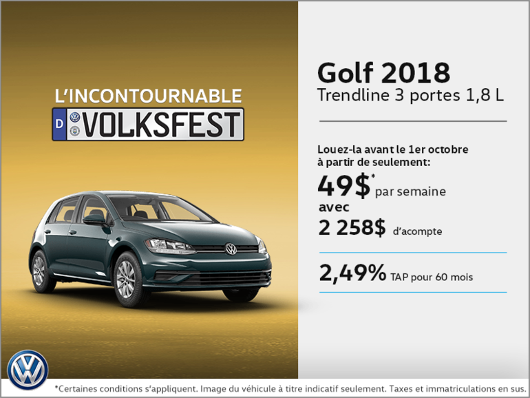 Louez la Golf 3 portes 2018 dès aujourd'hui!