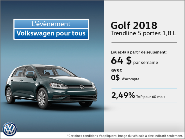 Obtenez la Golf 5 portes 2018 dès aujourd'hui!