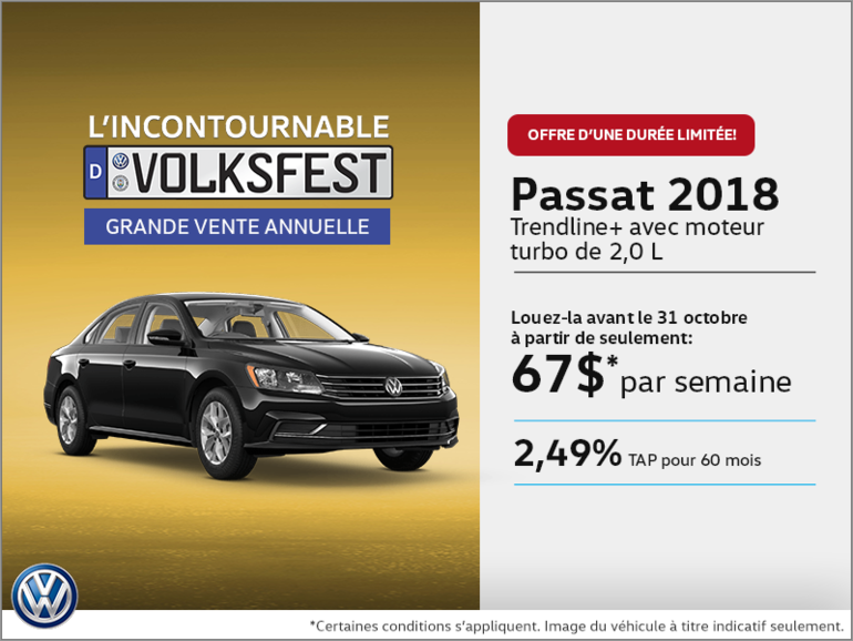 Conduisez la Passat 2018 dès aujourd'hui!